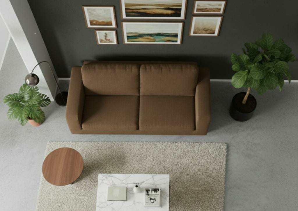 Brown 2 Seater seater mix Polyester Fbric sofa set Box