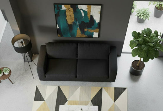 Black 2 Seater seater mix Polyester Fbric sofa set Box