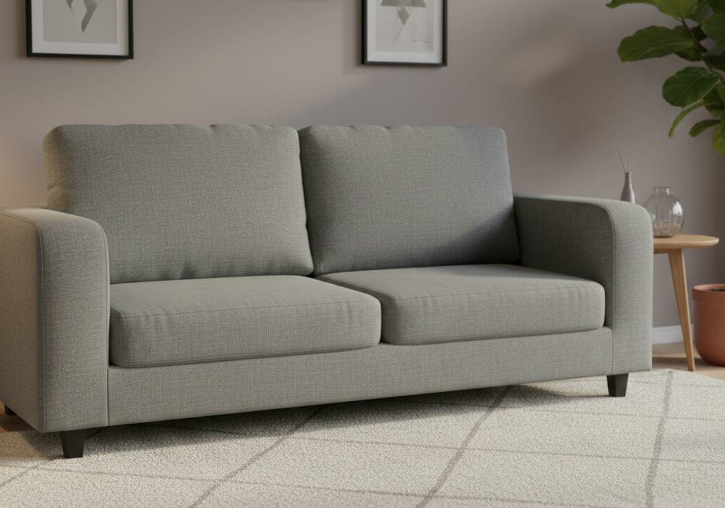 Light  grey 3 seater mix Polyester Fabric Sofa BOX