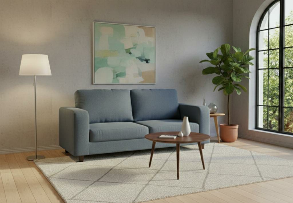 Blue 3 Seater seater mix Polyester Fbric sofa set Box