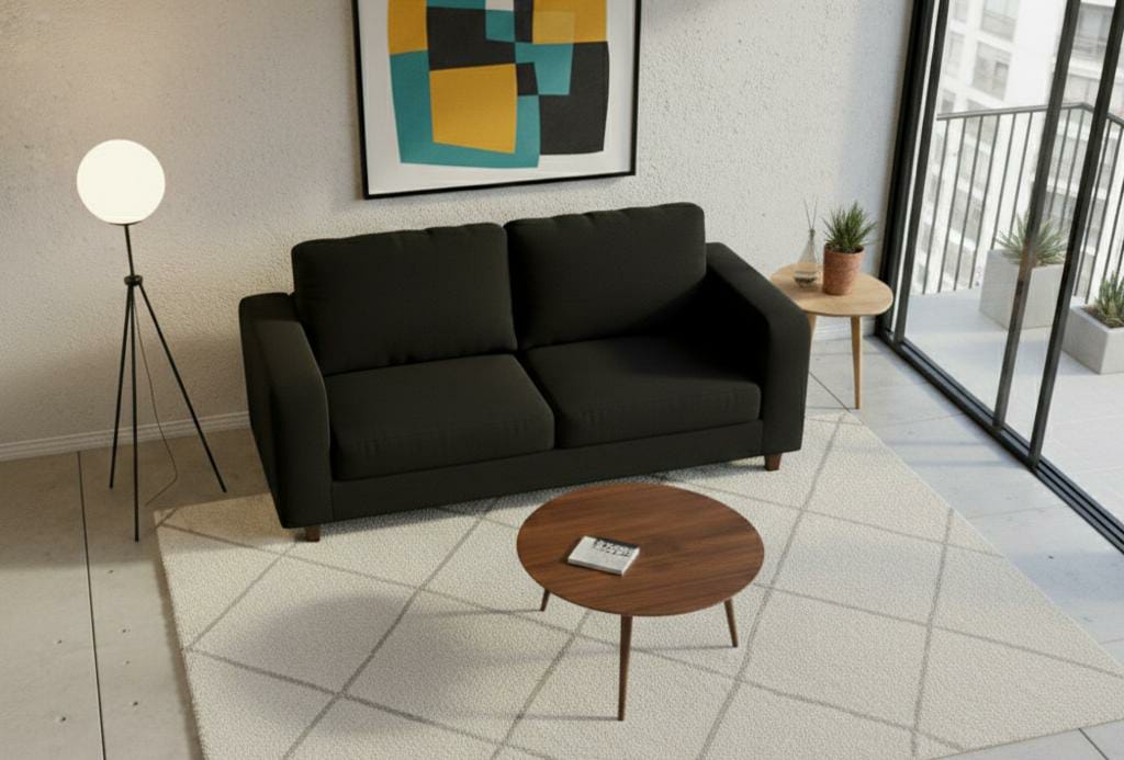 Black 3 Seater seater mix Polyester Fbric sofa set Box