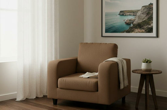Brown  1 seater mix Polyester Fabric Sofa BOX