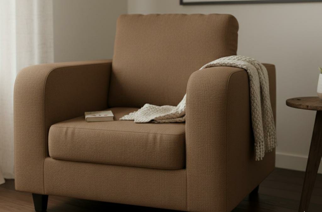 Brown  1 seater mix Polyester Fabric Sofa BOX