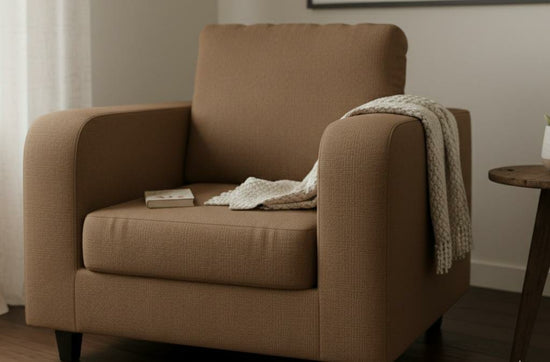 Brown  1 seater mix Polyester Fabric Sofa BOX