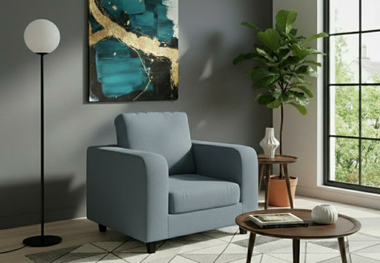 Blue 1 Seater seater mix Polyester Fbric sofa set Box