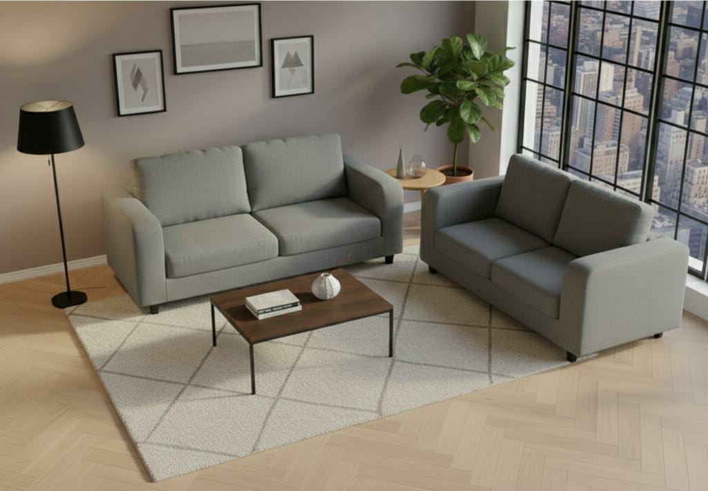 Light Grey 3+2 seater mix Polyester Fbric sofa set Box