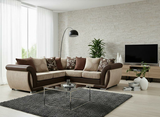 Brown Corner seater mix Polyester Fbric sofa set Shannon