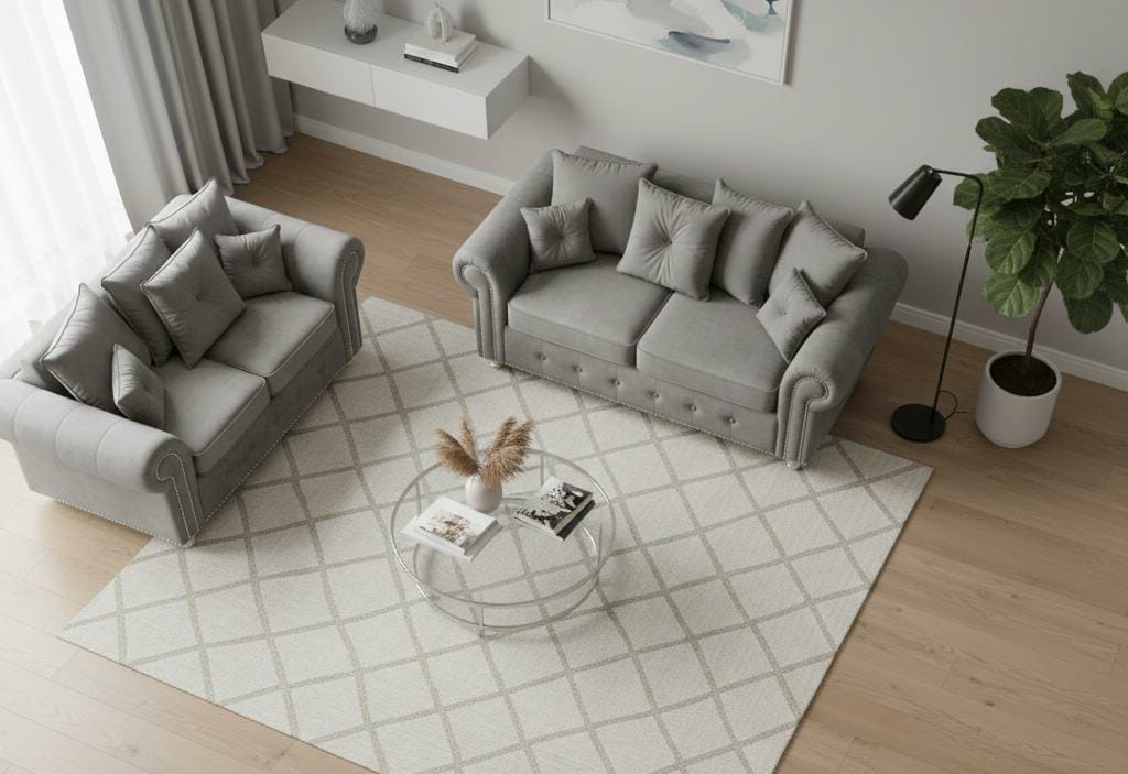 Grey 3+2 seaterChenille Fbric sofa set Olimpia