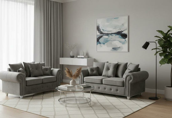 Grey 3+2 Seater Chenille Fbric Sofa Set Olimpia