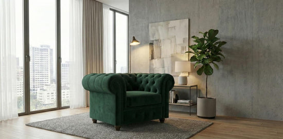 Dark Green 1 Seater Sofa Plush Velvet Fabric Infinity Sofa