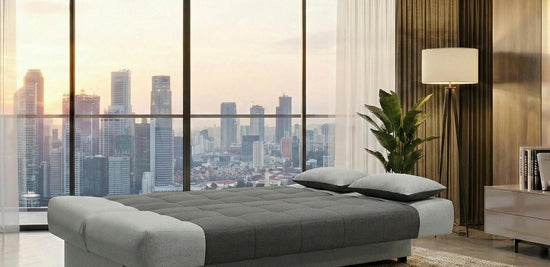Grey Sofabed Polyester Fabric Sonia Click Clack Sofa