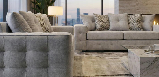 Light Grey 2+3 Seater Sofa Set Chenile Fabric Sofa Lisbon