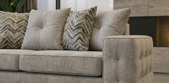 Light Grey 3 Seater Sofa  Chenille Fabric Sofa Lisbon