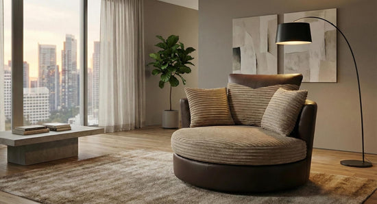 Beige Brown Armchair  jumbo cord   Fabric Dino Sofa