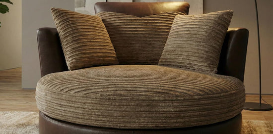 Beige Brown Armchair  jumbo cord   Fabric Dino Sofa