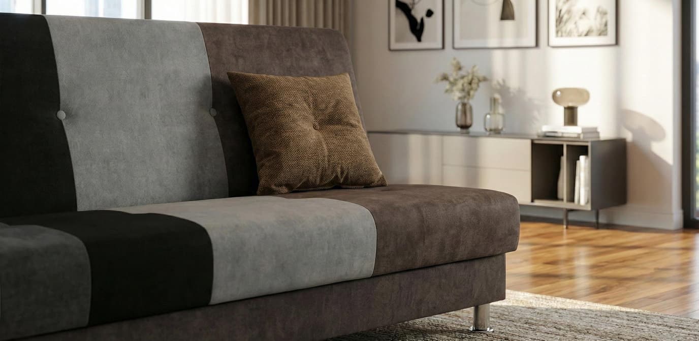 Black Brown  Sofabed Polyester Fabric Avesta Click Clack Sofa