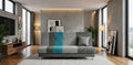 Grey Blue  Sofabed Polyester Fabric Avesta Click Clack Sofa