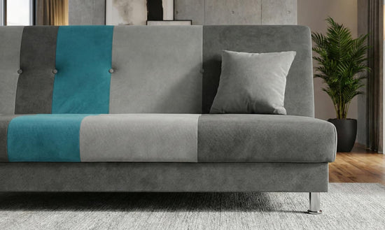 Grey Blue  Sofabed Polyester Fabric Avesta Click Clack Sofa