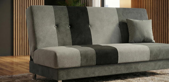 Grey Black Sofabed Polyester Fabric Avesta Click Clack Sofa