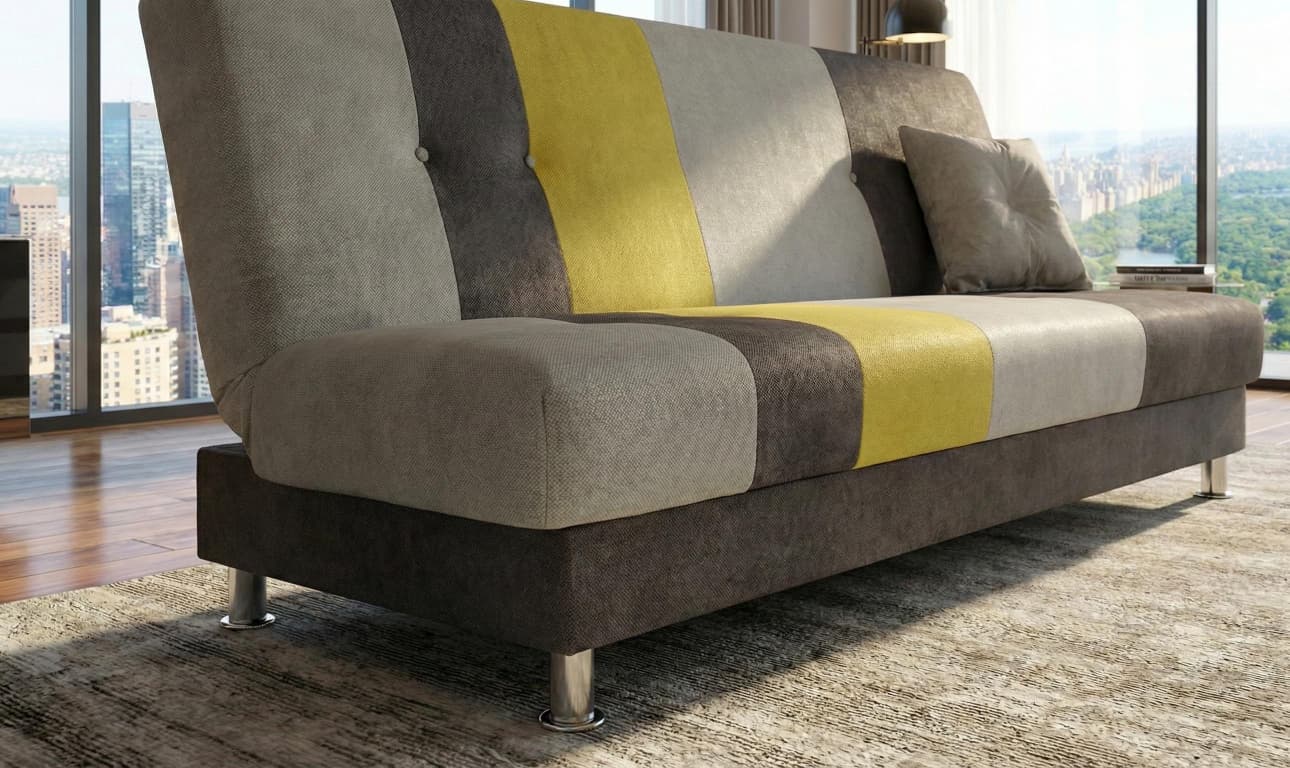 Yellow Sofabed Polyester Fabric Avesta Click Clack Sofa