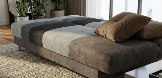 Black Brown  Sofabed Polyester Fabric Avesta Click Clack Sofa