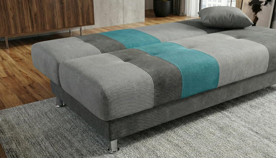 Grey Blue  Sofabed Polyester Fabric Avesta Click Clack Sofa