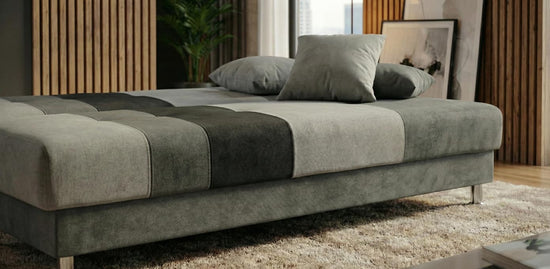 Grey Black Sofabed Polyester Fabric Avesta Click Clack Sofa