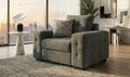 Dark Grey 1 Seater Sofa Chenille Fabric Sofa Lisbon
