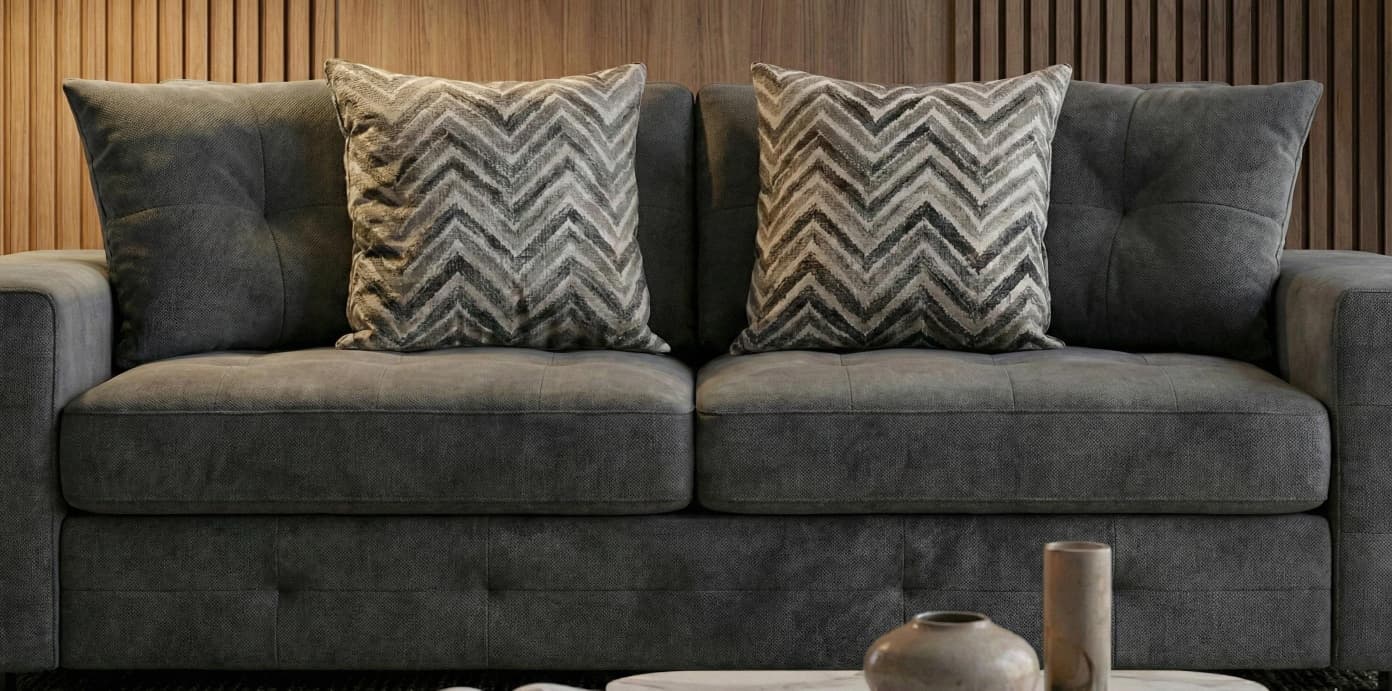 Dark Grey 2 Seater Sofa Chenille Fabric Sofa Lisbon