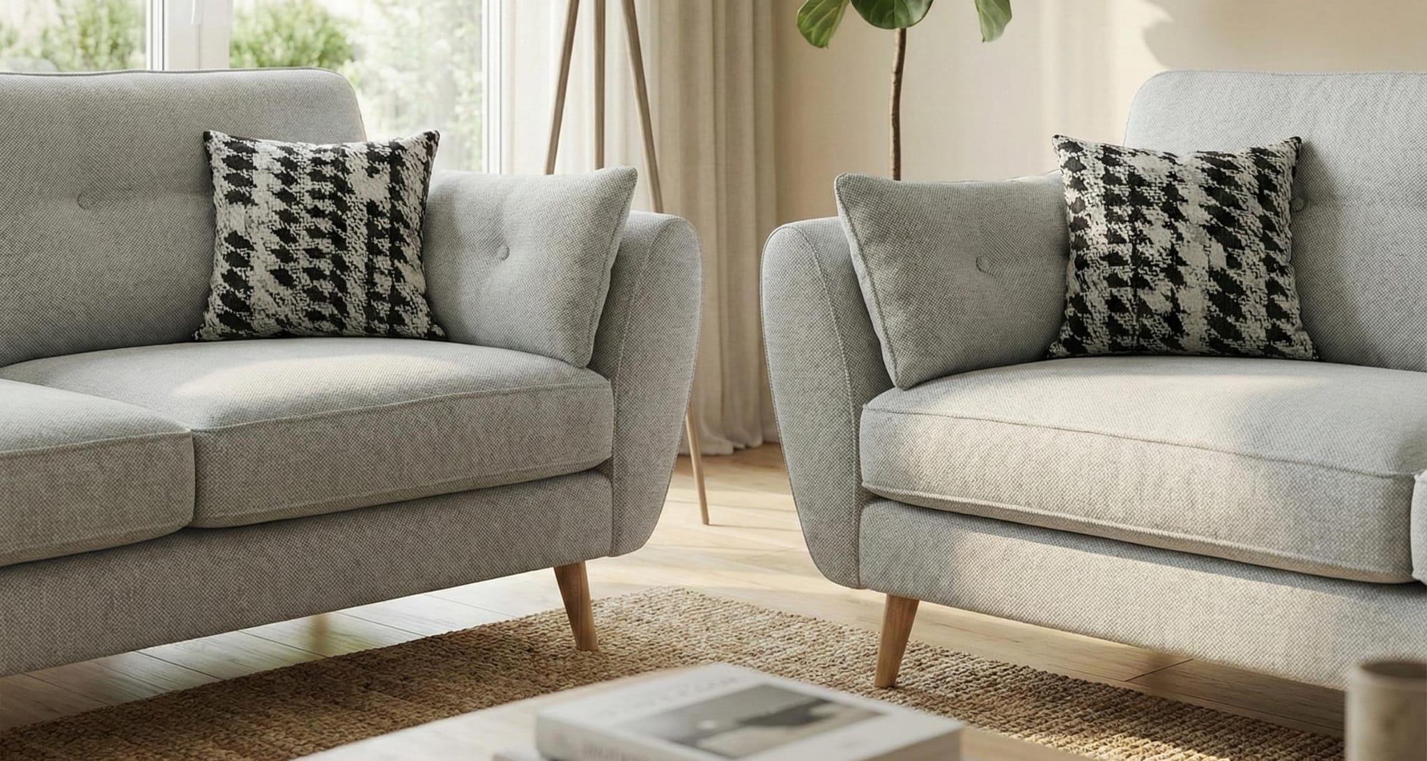 Light Grey 2+3 Seater Polyester Fabric Nilo Sofa