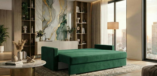 Green  Sofabed Polyester Fabric Stella Sofa