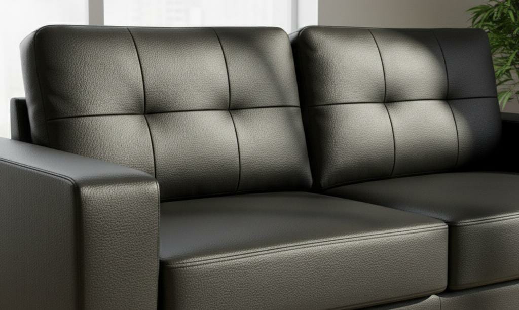 Black 2 Seater Sofa Faux Leather Sofa Jerry