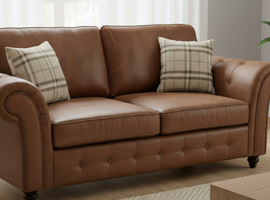 Brown  2 Seater Sofa Faux Leathers Fabric Sofa Oakland