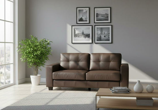 Brown 2 Seater Sofa Faux Leather  Sofa Jerry