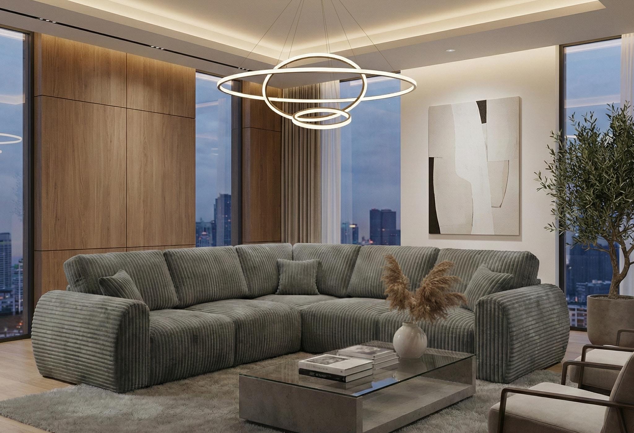 Light Grey Chenille Corner Sofa  2c1 VINCI Sofas