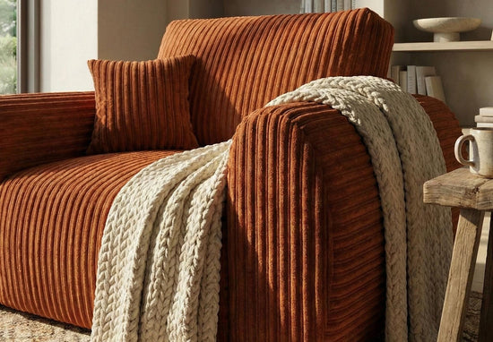 Brown Rust 1 Seater seater Chenille Fabric sofa set Vinci