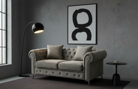 Grey velet   2 seater sofa   chesterfiled sofa  ROMA