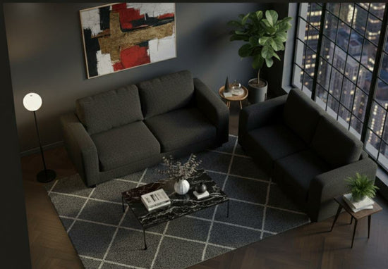 Black 3+2 seater mix Polyester Fbric sofa set Box