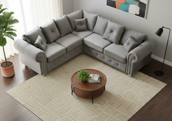 Grey  Corner seater Chenille  Fbric sofa set Olimpia
