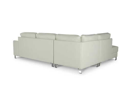 Vegan Leather White Left Hand Facing Corner Sofa ELEGANZA