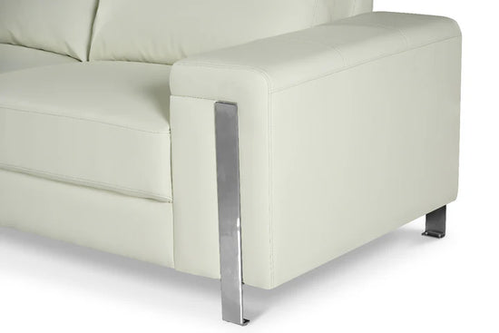 Vegan Leather White Left Hand Facing Corner Sofa ELEGANZA