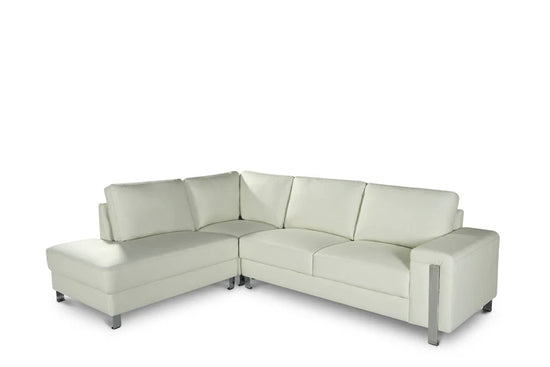 Vegan Leather White Left Hand Facing Corner Sofa ELEGANZA
