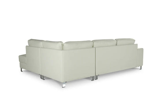 Vegan Leather White Right Hand Facing Corner Sofa ELEGANZA