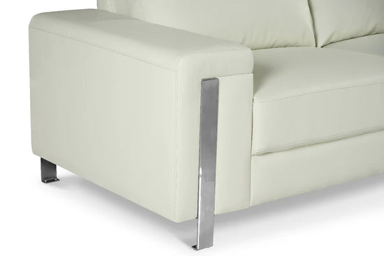Vegan Leather White Right Hand Facing Corner Sofa ELEGANZA