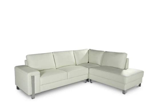 Vegan Leather White Right Hand Facing Corner Sofa ELEGANZA