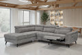 Woven Chenille Grey Left Hand Facing Reclining Corner Sofa with Storage TRIONFO