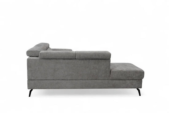Woven Chenille Grey Left Hand Facing Reclining Corner Sofa with Storage TRIONFO