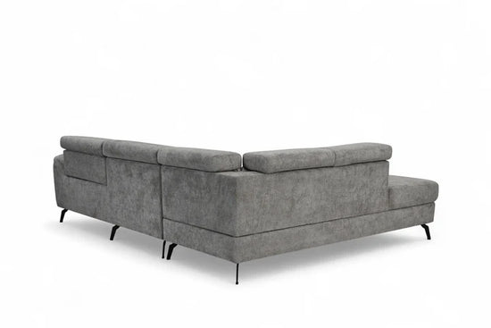 Woven Chenille Grey Left Hand Facing Reclining Corner Sofa with Storage TRIONFO