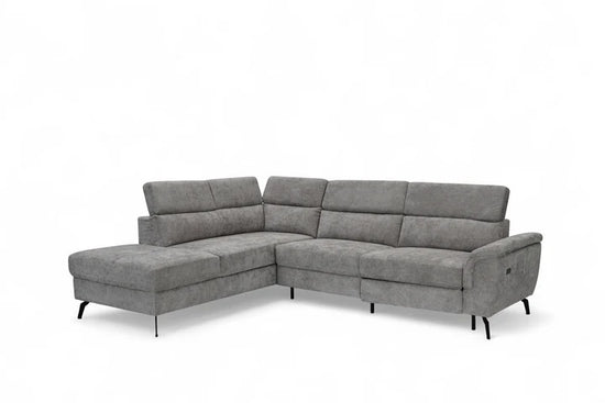 Woven Chenille Grey Left Hand Facing Reclining Corner Sofa with Storage TRIONFO