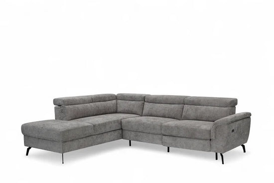 Woven Chenille Grey Left Hand Facing Reclining Corner Sofa with Storage TRIONFO